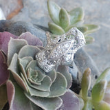 Platinum Deco Filigree c.1920's 11 diamond glove shield ring