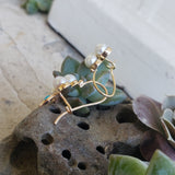 14k gold CLOVER pearl & turquoise earrings
