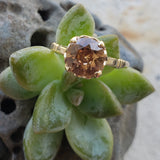 10k gold Art Deco c.1930's natural brown zircon estate ring