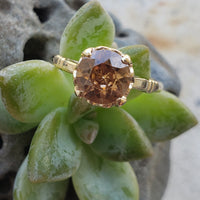 10k gold Art Deco c.1930's natural brown zircon estate ring