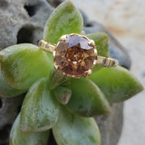 10k gold Art Deco c.1930's natural brown zircon estate ring