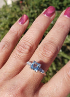 Platinum Aquamarine & Diamond estate Ring