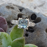 Platinum Aquamarine & Diamond estate Ring