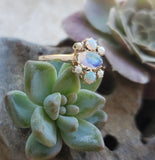 10k gold Victorian Moonstone, Opal & seed pearl ring