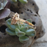 18K gold color changing sapphire & rose cut diamond Edwardian Ring