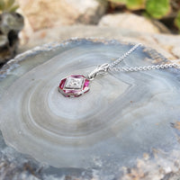 platinum & 14k gold white gold ruby & diamond DECO necklace pendant