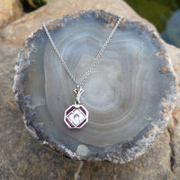platinum & 14k gold white gold ruby & diamond DECO necklace pendant