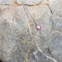 platinum & 14k gold white gold ruby & diamond DECO necklace pendant