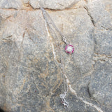 platinum & 14k gold white gold ruby & diamond DECO necklace pendant