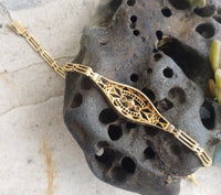 18k gold two tone diamond & sapphire Edwardian bracelet