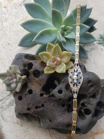 18k gold two tone diamond & sapphire Edwardian bracelet