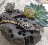 18k gold two tone diamond & sapphire Edwardian bracelet