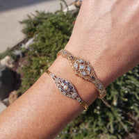 18k gold two tone diamond & sapphire Edwardian bracelet