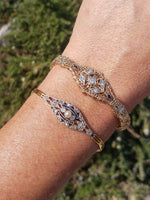 18k gold two tone diamond & sapphire Edwardian bracelet