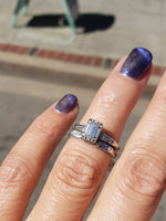 14k white gold c.40s-50s emerald cut diamond engagement ring