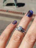 14k white gold c.40s-50s emerald cut diamond engagement ring