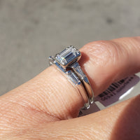 14k white gold c.40s-50s emerald cut diamond engagement ring