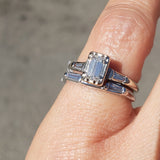 14k white gold c.40s-50s emerald cut diamond engagement ring