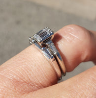 14k white gold c.40s-50s emerald cut diamond engagement ring