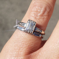 14k white gold c.40s-50s emerald cut diamond engagement ring