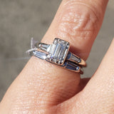 14k white gold c.40s-50s emerald cut diamond engagement ring