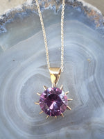 10k gold vintage created alexandrite pendant necklace