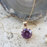 10k gold vintage created alexandrite pendant necklace