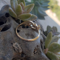 10k gold Victorian rose cut diamond & pearl ring