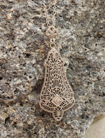 10k white gold Deco c.1920's diamond filigree necklace pendant