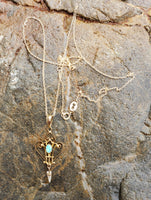 10k gold Victorian OPAL & pearl necklace pendant lavaliere