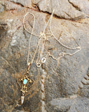 10k gold Victorian OPAL & pearl necklace pendant lavaliere