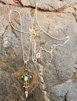 10k gold Victorian OPAL & pearl necklace pendant lavaliere