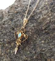 10k gold Victorian OPAL & pearl necklace pendant lavaliere