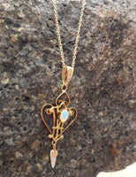 10k gold Victorian OPAL & pearl necklace pendant lavaliere