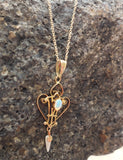 10k gold Victorian OPAL & pearl necklace pendant lavaliere