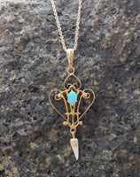 10k gold Victorian OPAL & pearl necklace pendant lavaliere
