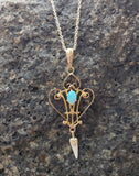 10k gold Victorian OPAL & pearl necklace pendant lavaliere