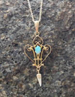 10k gold Victorian OPAL & pearl necklace pendant lavaliere