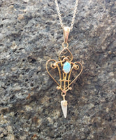 10k gold Victorian OPAL & pearl necklace pendant lavaliere