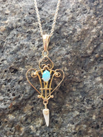 10k gold Victorian OPAL & pearl necklace pendant lavaliere