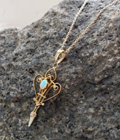 10k gold Victorian OPAL & pearl necklace pendant lavaliere