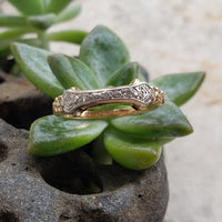 14k gold two tone 3 diamond estate Deco c.30's band