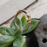 14k gold two tone 3 diamond estate Deco c.30's band