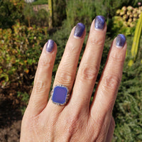 14k white gold c.1920's filigree chalcedony ring