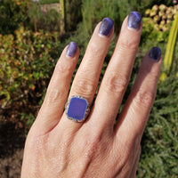 14k white gold c.1920's filigree chalcedony ring