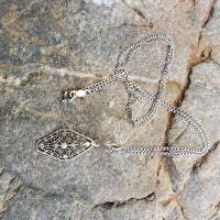14k gold Deco c.1920's filigree pearl pendant necklace