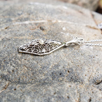14k gold Deco c.1920's filigree pearl pendant necklace