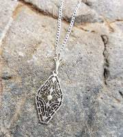 14k gold Deco c.1920's filigree pearl pendant necklace