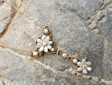 14k gold Victorian natural pearl & diamond flower necklace pendant lavaliere