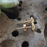 14k gold opal flower kids children earrings studs